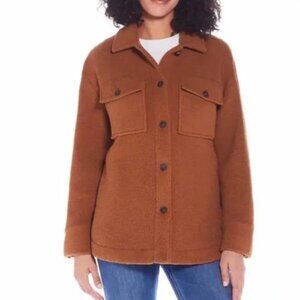 NWT Weatherproof Vintage Fuzzy Fleece Shacket, Jacket, Brown, Size XXL